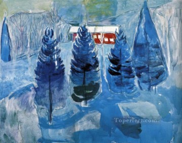 Edvard Munch Painting - Casa roja y abetos 1927 Edvard Munch